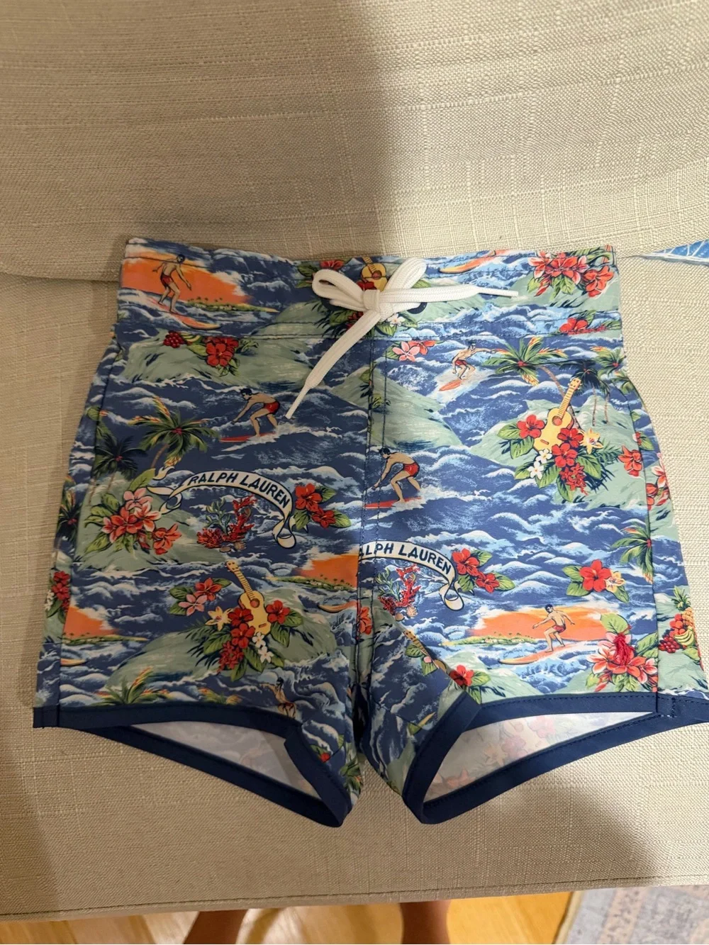 Ralph Lauren Blue Tropical Floral Print Women’s Swim Shorts